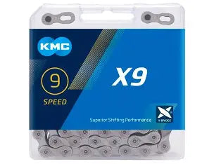KMC X9 Nickel Plated 9-Speed Chain, Silver/Grey